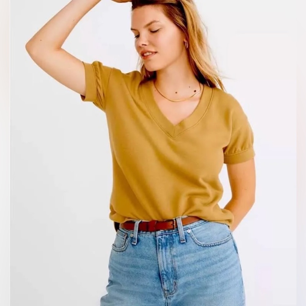 Madewell Resourced French Terry Sweatshirt Tee Olive Surplus - Size Large